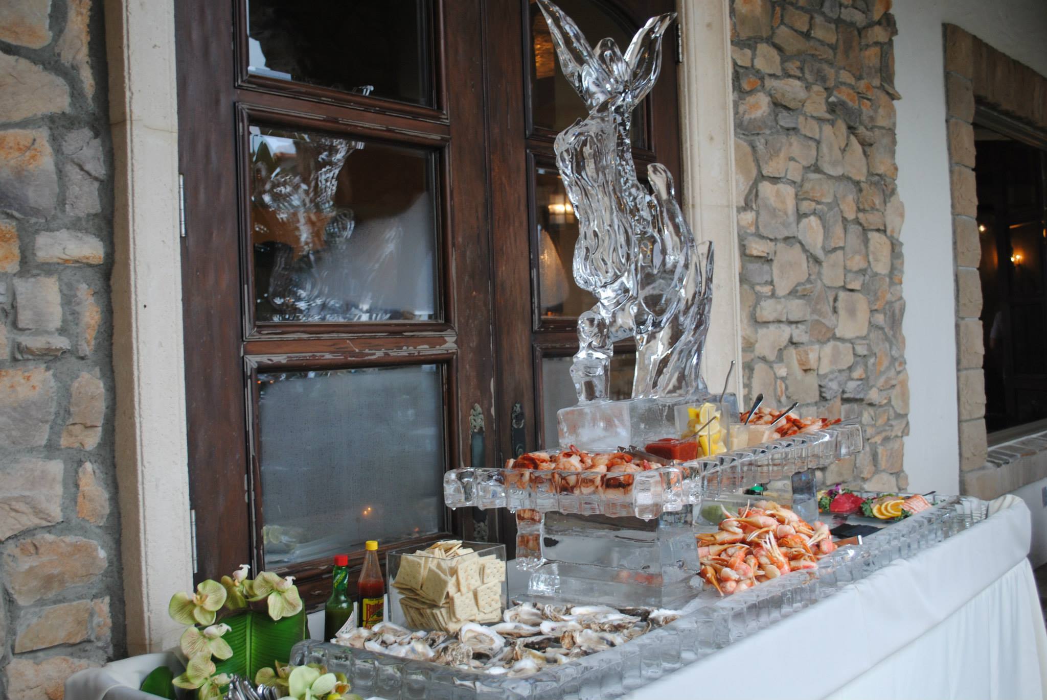 ice sculpture and raw bar